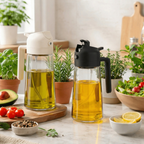 2-Pack 16oz 2-in-1 Glass Olive Oil Sprayer & Dispenser