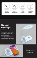 Touch Dimmable LED Desk Lamp 10W Wireless Charging/USB  Charging Table Light for Children Kids Reading Study Bedside Bedroom Decorative Table Lamp Cute Study Lamps for Bedroom Décor